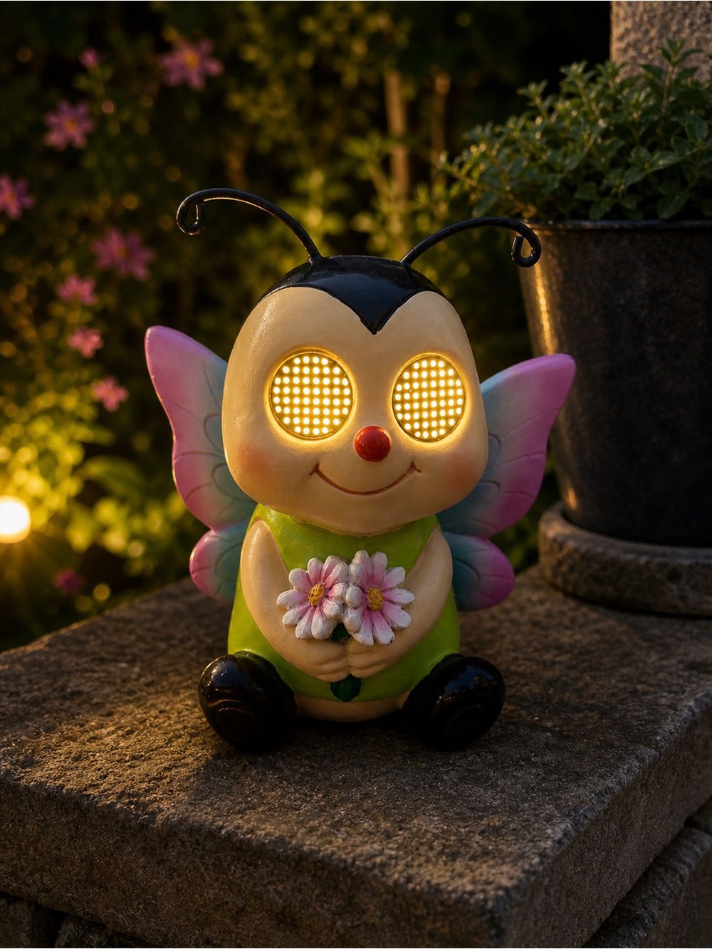 Solar Butterfly Garden Light - Pink & Green Decorative Accent